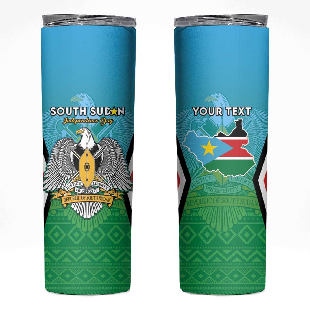 Personalised South Sudan Skinny Tumbler Coat Of Arms - Happy Independence Day