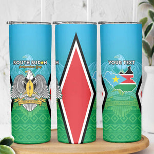 Personalised South Sudan Skinny Tumbler Coat Of Arms - Happy Independence Day