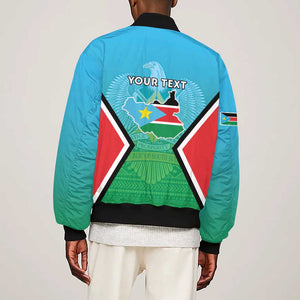 Personalised South Sudan Sleeve Zip Bomber Jacket Coat Of Arms - Happy Independence Day