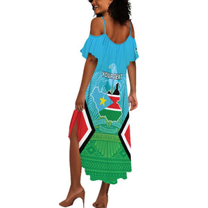 Personalised South Sudan Summer Maxi Dress Coat Of Arms - Happy Independence Day