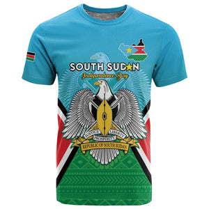 Personalised South Sudan T shirt Coat Of Arms - Happy Independence Day