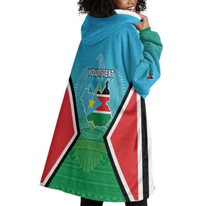 Personalised South Sudan Wearable Blanket Hoodie Coat Of Arms - Happy Independence Day