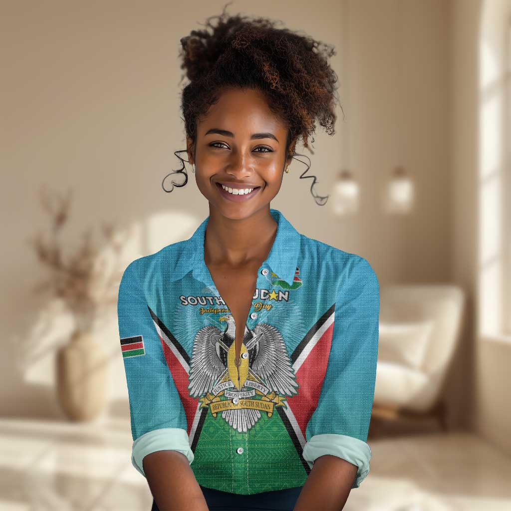 Personalised South Sudan Women Casual Shirt Coat Of Arms - Happy Independence Day LT15