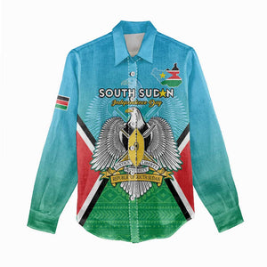 Personalised South Sudan Women Casual Shirt Coat Of Arms - Happy Independence Day