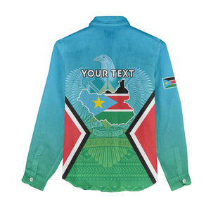 Personalised South Sudan Women Casual Shirt Coat Of Arms - Happy Independence Day