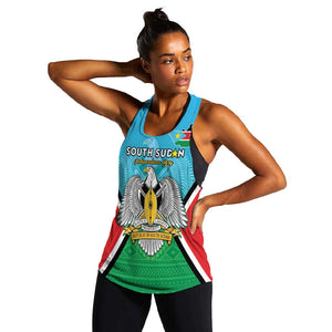 Personalised South Sudan Women Racerback Tank Coat Of Arms - Happy Independence Day