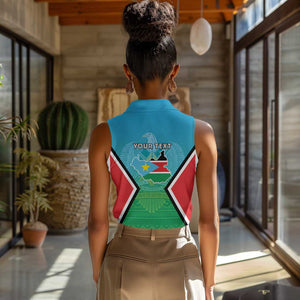 Personalised South Sudan Women Sleeveless Polo Shirt Coat Of Arms - Happy Independence Day