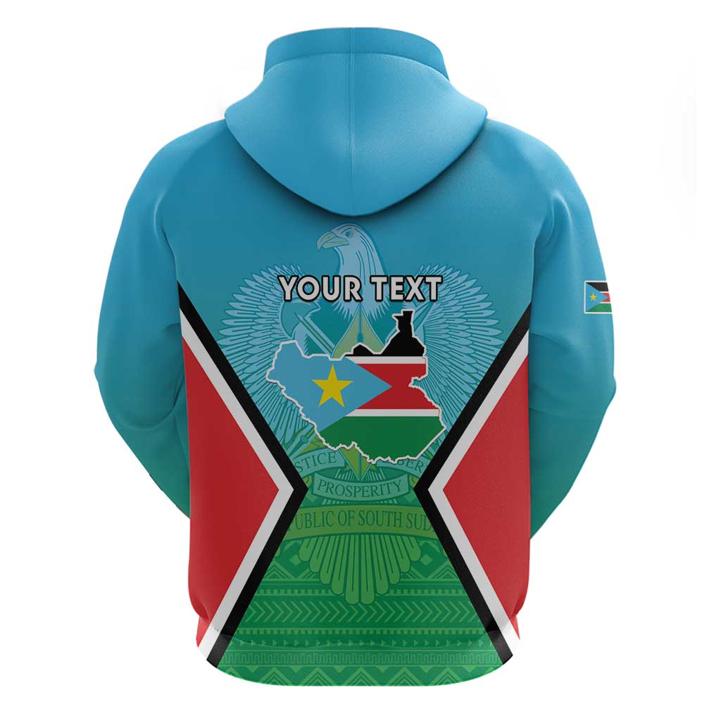 Personalised South Sudan Zip Hoodie Coat Of Arms - Happy Independence Day