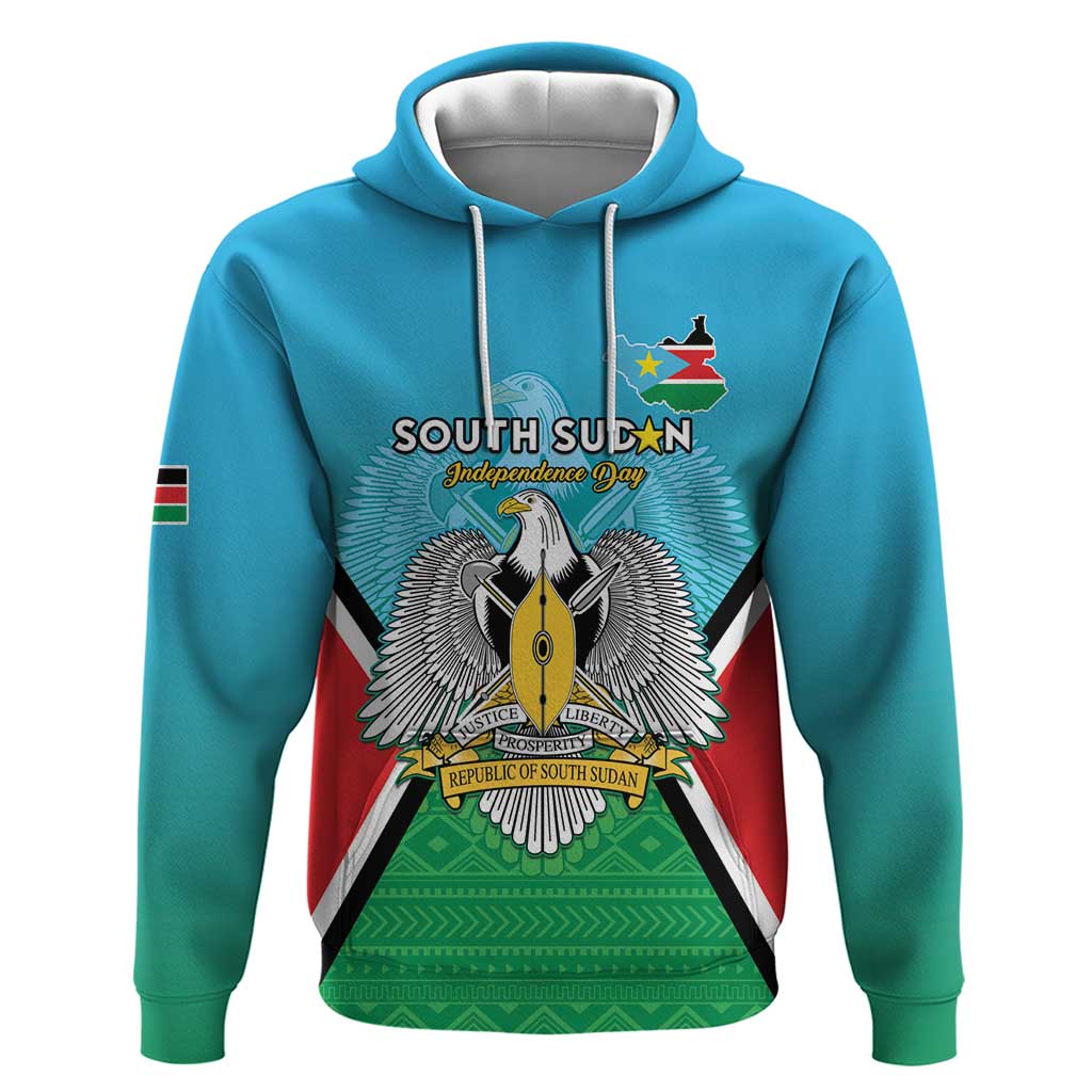 Personalised South Sudan Zip Hoodie Coat Of Arms - Happy Independence Day