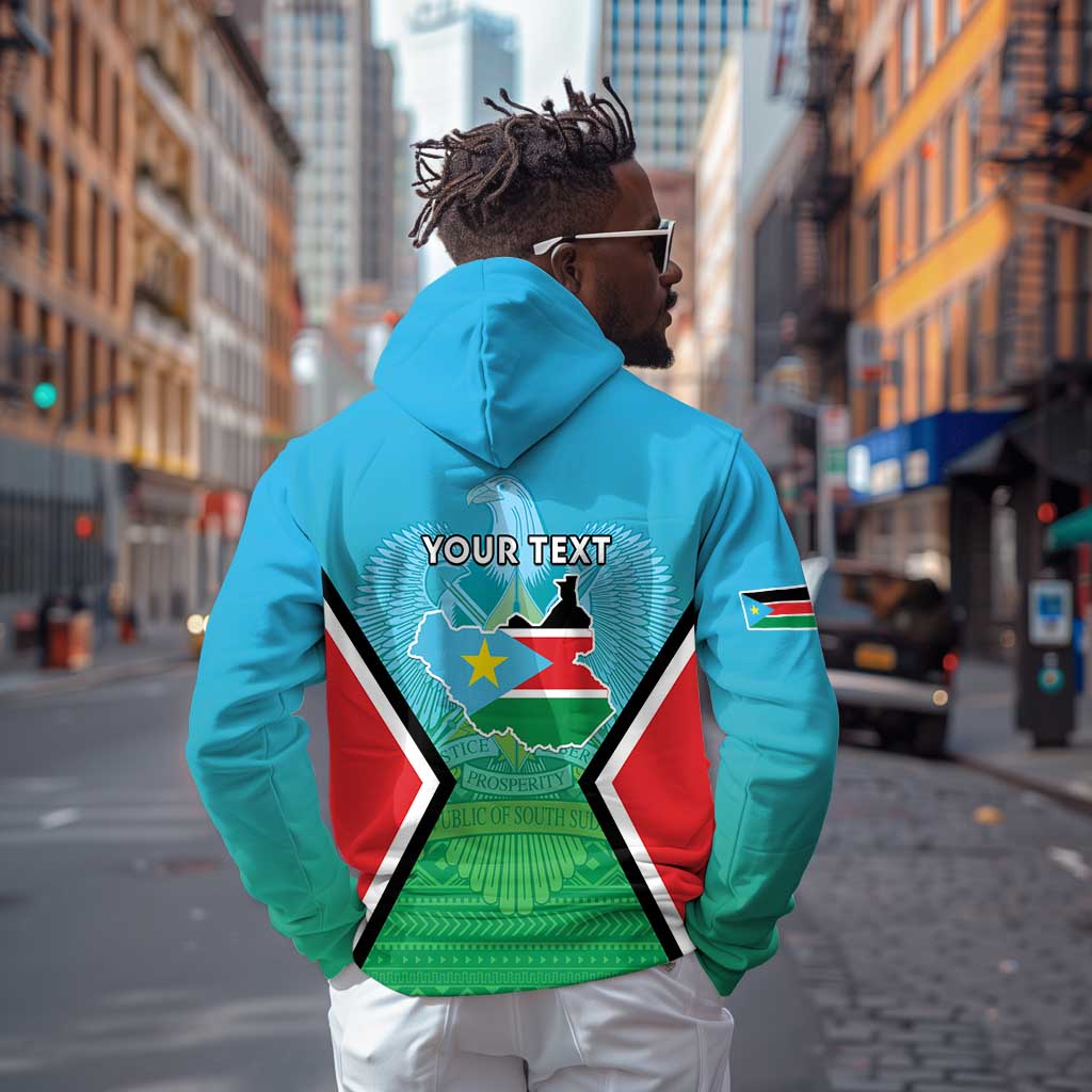 Personalised South Sudan Zip Hoodie Coat Of Arms - Happy Independence Day