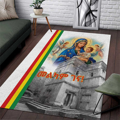 Melkam Gena Ethiopia Area Rug Saint Mary Lalibela Churches