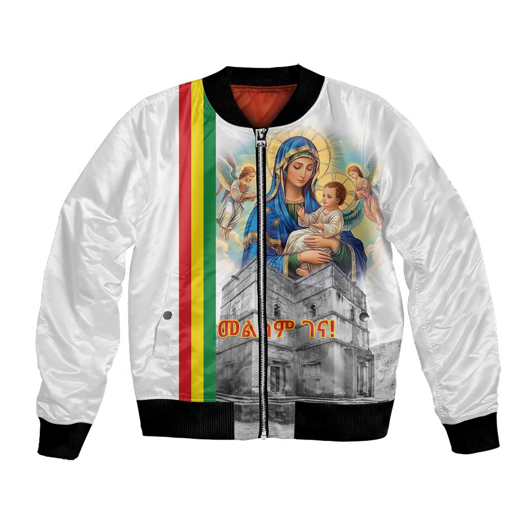 Melkam Gena Ethiopia Bomber Jacket Saint Mary Lalibela Churches