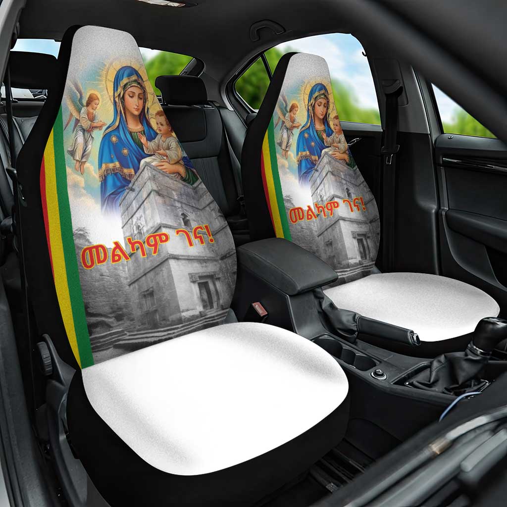 Melkam Gena Ethiopia Car Seat Cover Saint Mary Lalibela Churches