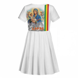 Melkam Gena Ethiopia Kid Short Sleeve Dress Saint Mary Lalibela Churches