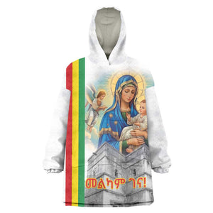 Melkam Gena Ethiopia Kid Wearable Blanket Hoodie Saint Mary Lalibela Churches