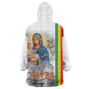 Melkam Gena Ethiopia Kid Wearable Blanket Hoodie Saint Mary Lalibela Churches