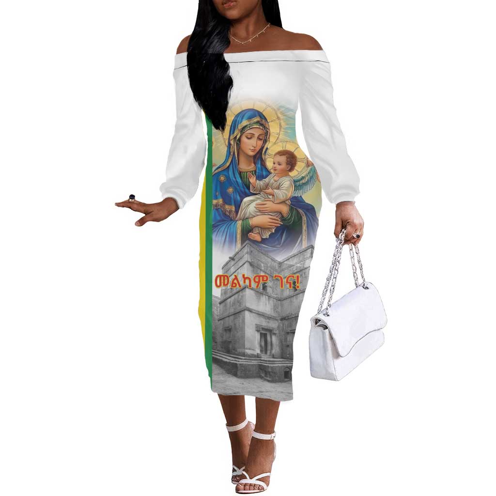 Melkam Gena Ethiopia Off The Shoulder Long Sleeve Dress Saint Mary Lalibela Churches