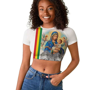 Melkam Gena Ethiopia Raglan Cropped T shirt Saint Mary Lalibela Churches