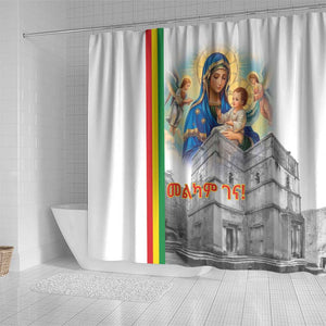 Melkam Gena Ethiopia Shower Curtain Saint Mary Lalibela Churches