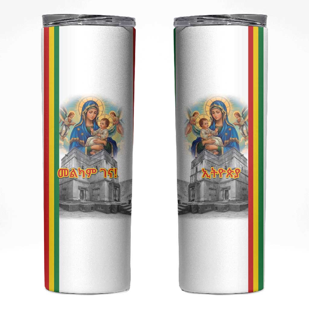 Melkam Gena Ethiopia Skinny Tumbler Saint Mary Lalibela Churches