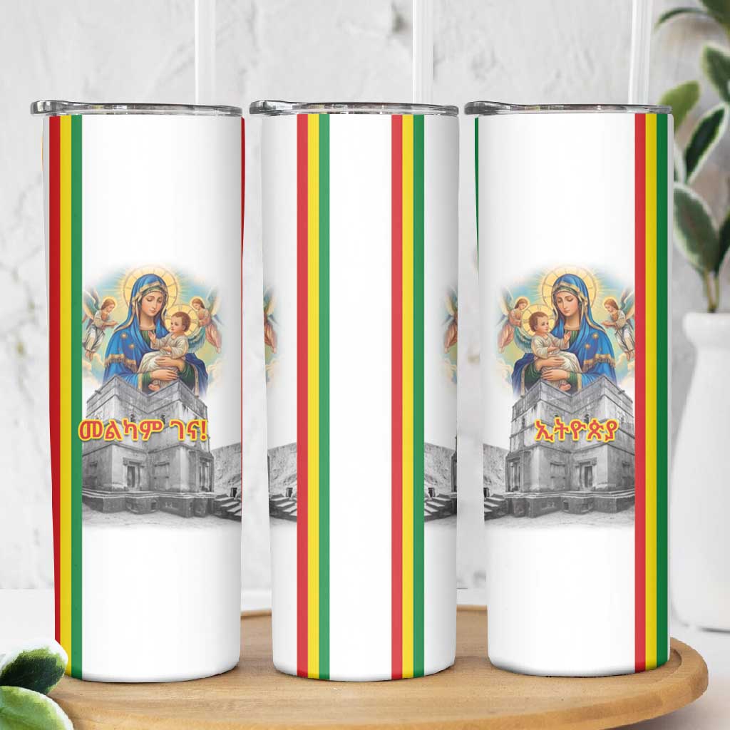 Melkam Gena Ethiopia Skinny Tumbler Saint Mary Lalibela Churches