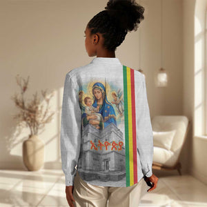 Melkam Gena Ethiopia Women Casual Shirt Saint Mary Lalibela Churches