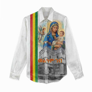 Melkam Gena Ethiopia Women Casual Shirt Saint Mary Lalibela Churches