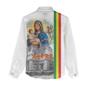 Melkam Gena Ethiopia Women Casual Shirt Saint Mary Lalibela Churches