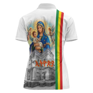 Melkam Gena Ethiopia Women Polo Shirt Saint Mary Lalibela Churches