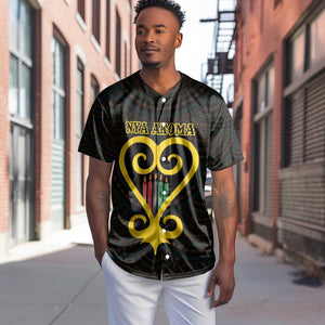 Personalized  African-American Black Love Day Baseball Jersey Sankofa Heart - Nya Akoma