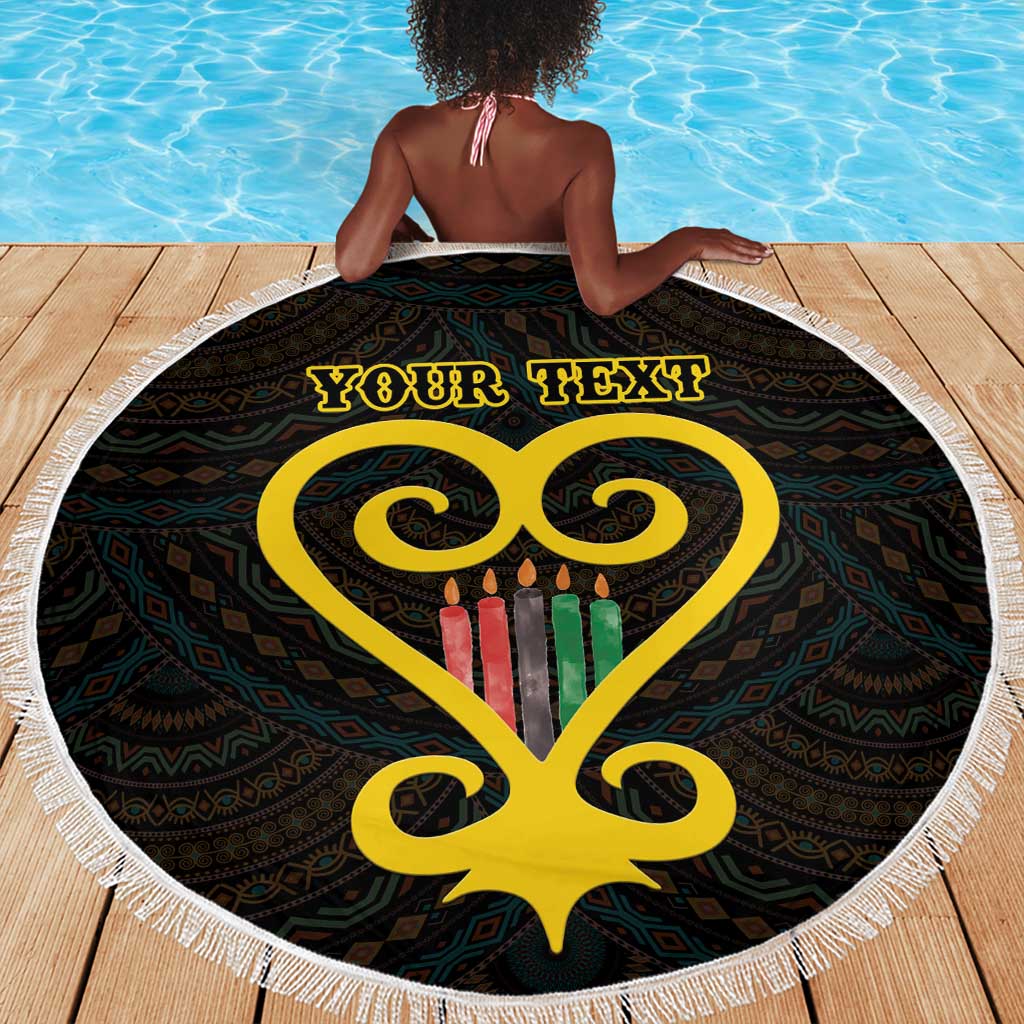 Personalized African-American Black Love Day Beach Blanket Sankofa Heart - Nya Akoma
