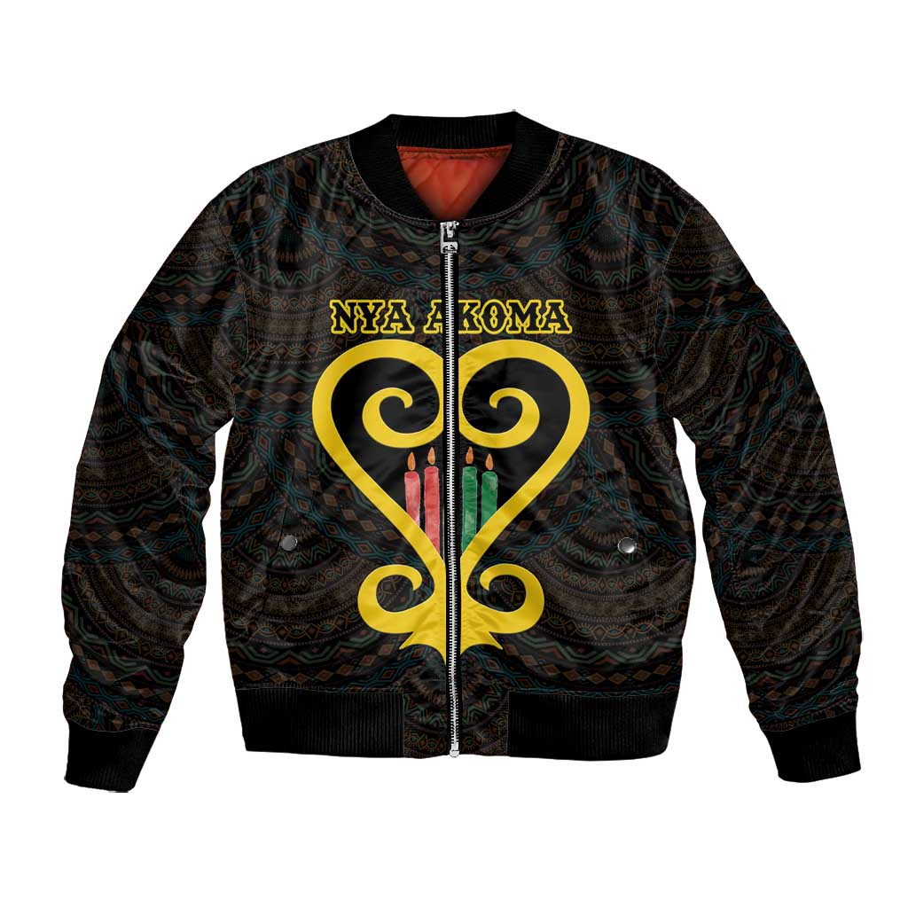 Personalized  African-American Black Love Day Bomber Jacket Sankofa Heart - Nya Akoma