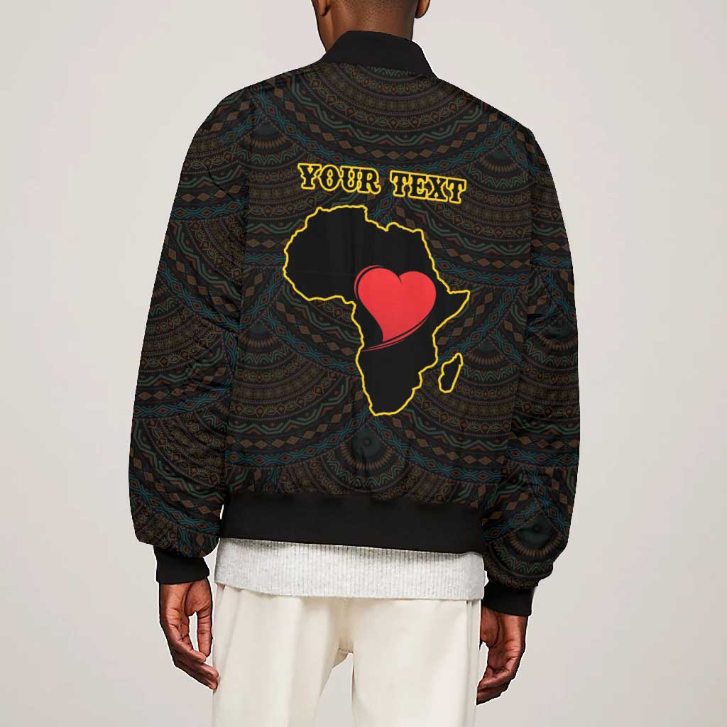 Personalized  African-American Black Love Day Bomber Jacket Sankofa Heart - Nya Akoma
