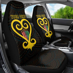 Personalized African-American Black Love Day Car Seat Cover Sankofa Heart - Nya Akoma