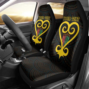 Personalized African-American Black Love Day Car Seat Cover Sankofa Heart - Nya Akoma