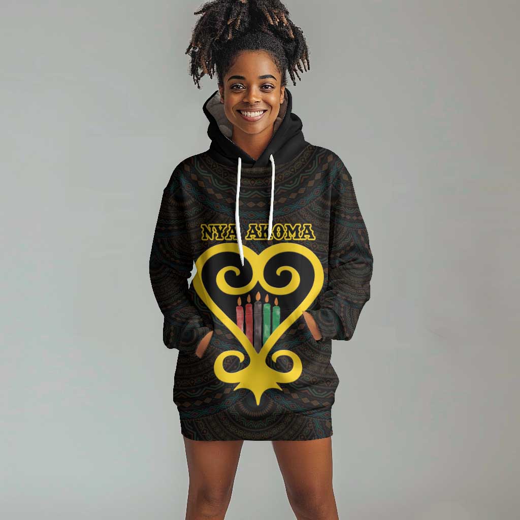 Personalized  African-American Black Love Day Hoodie Dress Sankofa Heart - Nya Akoma