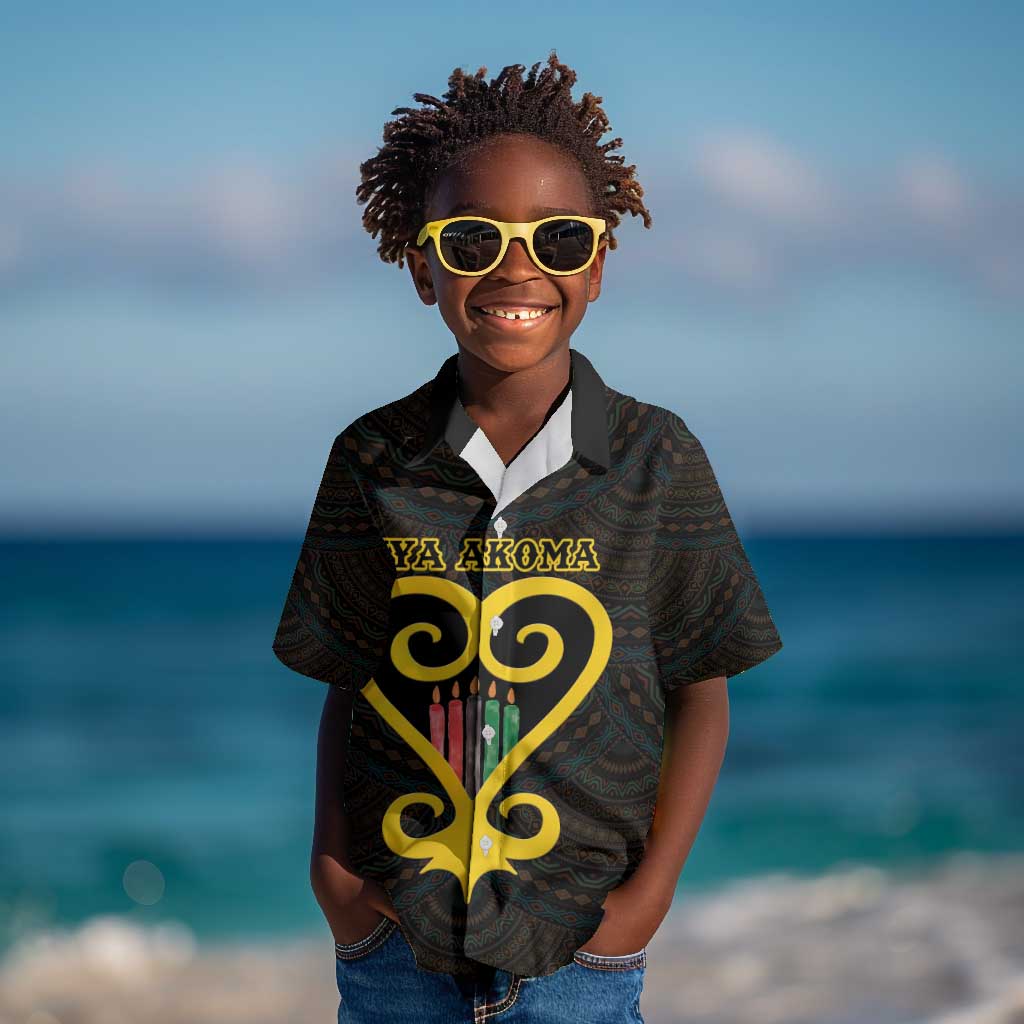 Personalized  African-American Black Love Day Kid Hawaiian Shirt Sankofa Heart - Nya Akoma