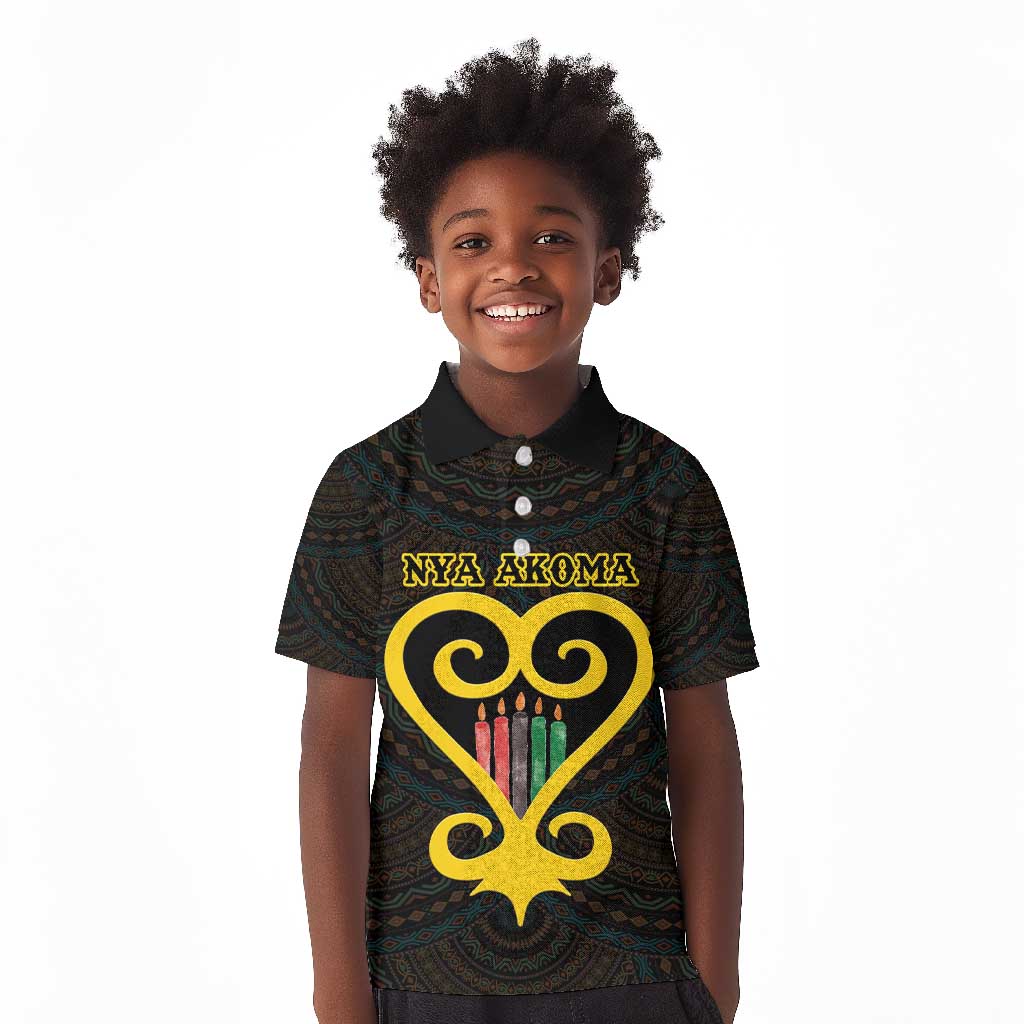 Personalized  African-American Black Love Day Kid Polo Shirt Sankofa Heart - Nya Akoma