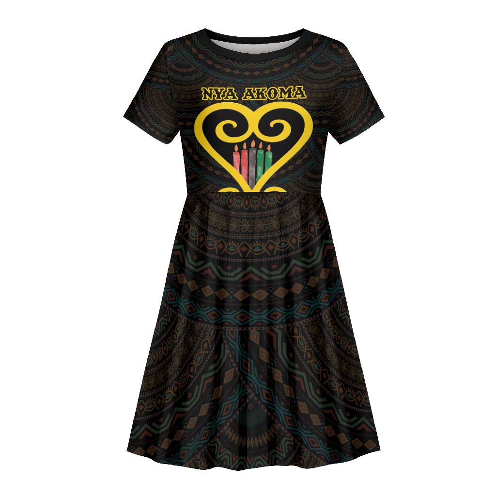 Personalized  African-American Black Love Day Kid Short Sleeve Dress Sankofa Heart - Nya Akoma