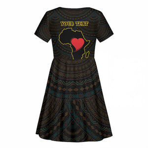 Personalized  African-American Black Love Day Kid Short Sleeve Dress Sankofa Heart - Nya Akoma