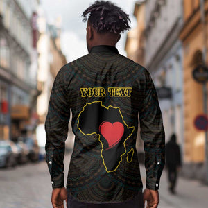 Personalized  African-American Black Love Day Long Sleeve Button Shirt Sankofa Heart - Nya Akoma