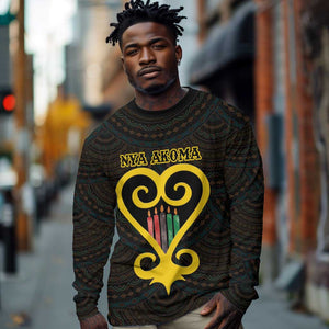 Personalized  African-American Black Love Day Long Sleeve Shirt Sankofa Heart - Nya Akoma