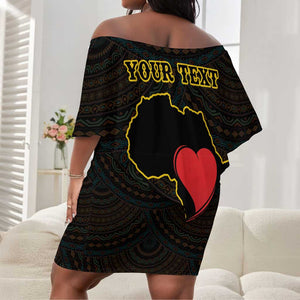 Personalized  African-American Black Love Day Off Shoulder Short Dress Sankofa Heart - Nya Akoma