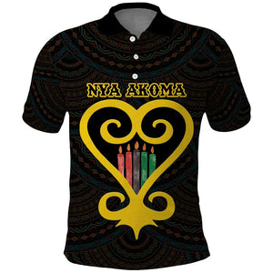 Personalized  African-American Black Love Day Polo Shirt Sankofa Heart - Nya Akoma