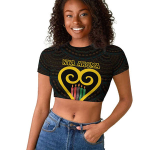 Personalized  African-American Black Love Day Raglan Cropped T shirt Sankofa Heart - Nya Akoma