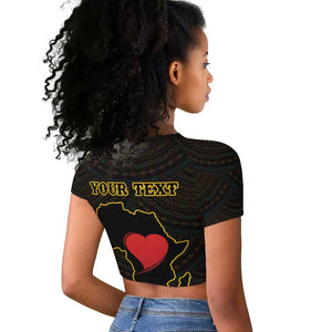 Personalized  African-American Black Love Day Raglan Cropped T shirt Sankofa Heart - Nya Akoma