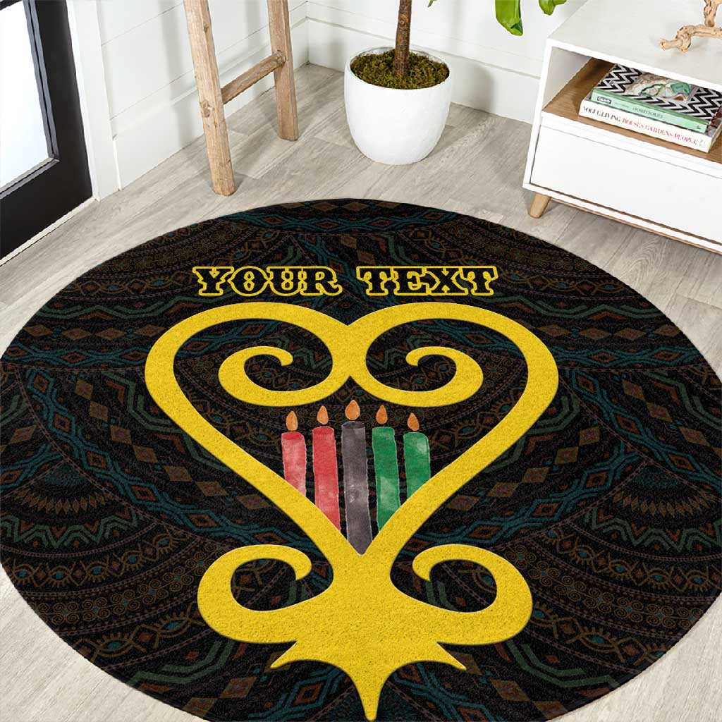 Personalized African-American Black Love Day Round Carpet Sankofa Heart - Nya Akoma