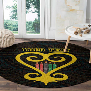 Personalized African-American Black Love Day Round Carpet Sankofa Heart - Nya Akoma