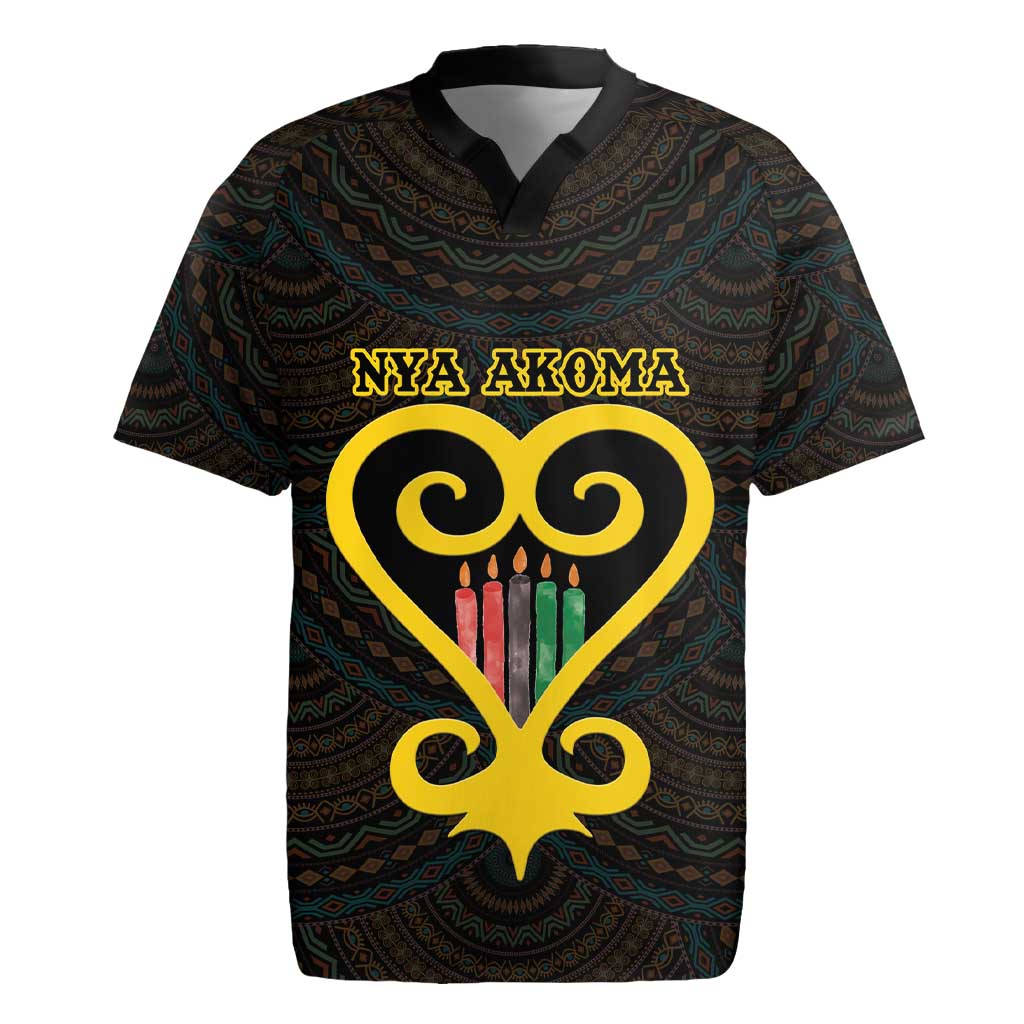 Personalized  African-American Black Love Day Rugby Jersey Sankofa Heart - Nya Akoma