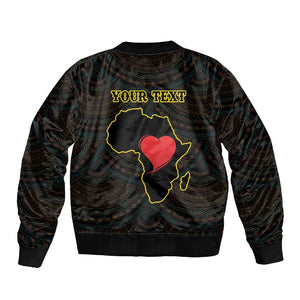 Personalized  African-American Black Love Day Sleeve Zip Bomber Jacket Sankofa Heart - Nya Akoma